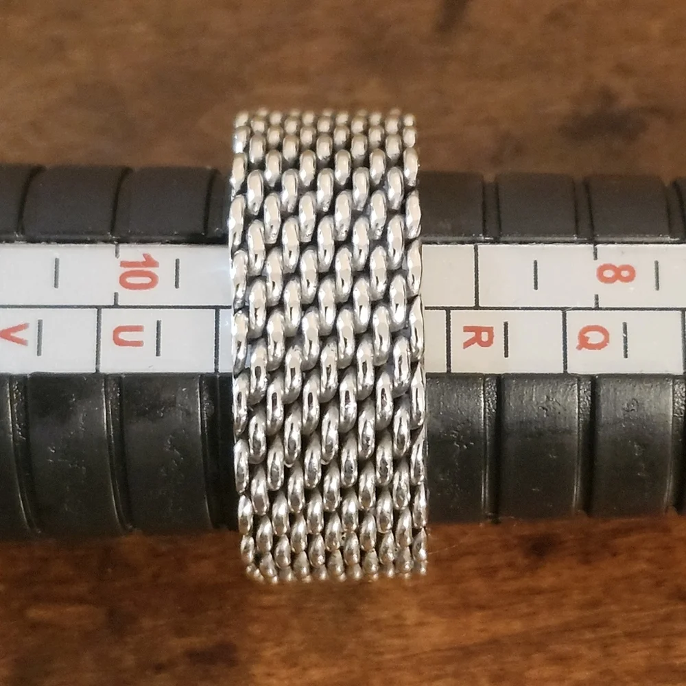 Tiffany Somerset Silver Mesh Ring Size 9 - Picture 7 of 10